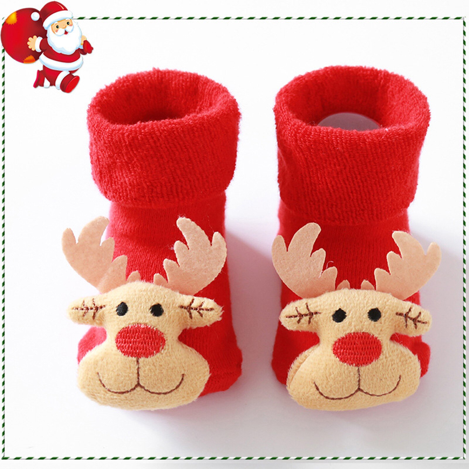 Weihnachten Neugeborenen Baby Socken Niedlichen Karikatur Ebene Anti-Unterhose Sockings Mädchen Jungen Weiche Warme Strumpfhosen freundlicher Winter Socken: B / S(6-12 Monate)