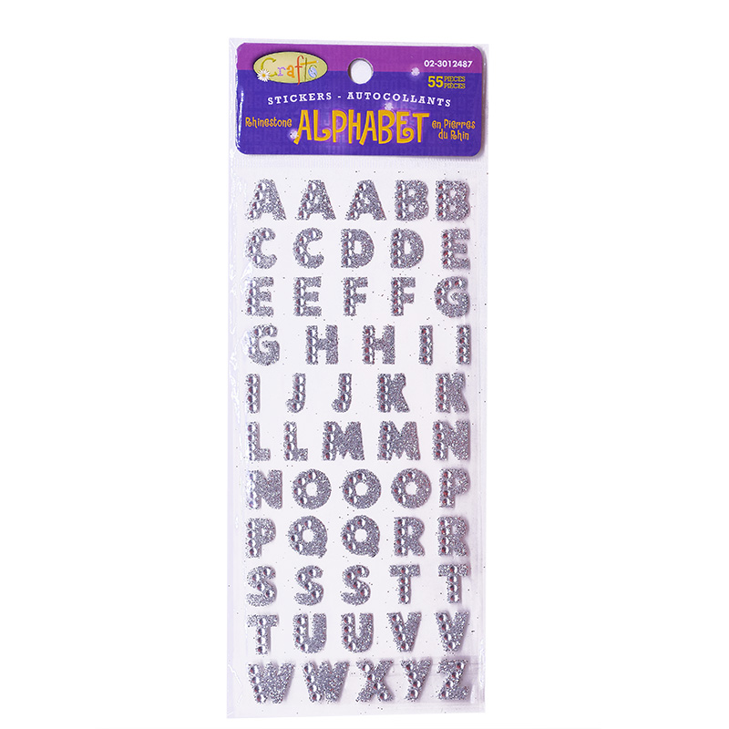 Pegatinas de letras de diamantes de imitación, 1 hoja, letras del alfabeto brillantes, autoadhesivas, bricolaje, para PC, decoración de teléfono, de nombre, suministros de álbum de recortes: P02 Silver