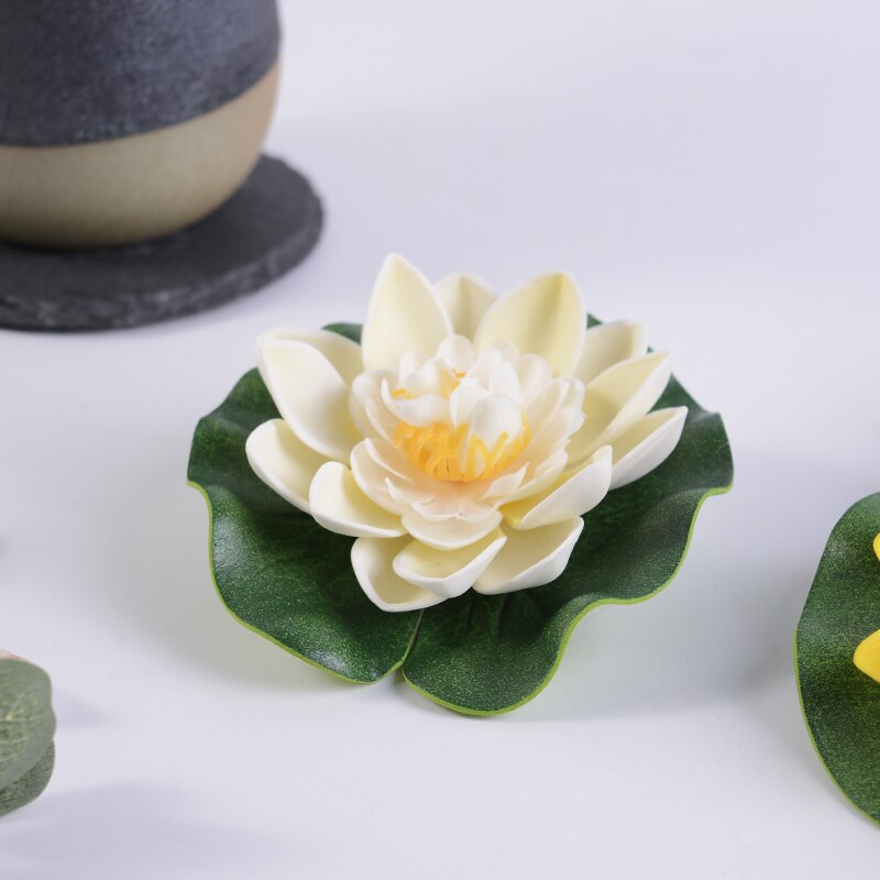 Lotus artificiel en mousse tactile, plantes de piscine flottante, lys blanc, pour jardin de mariage, décoration EVA, 10 Cm, 1 pièce: Milk White