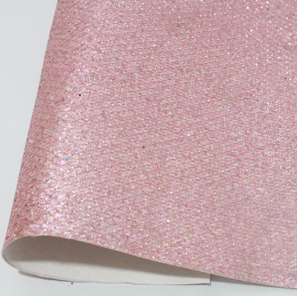 1 stk  a4 størrelse 21 x 29cm rutenett glitter lær ark syntetisk pu lær stoff gjør-det-selv tilbehør håndverksutstyr: Rosa