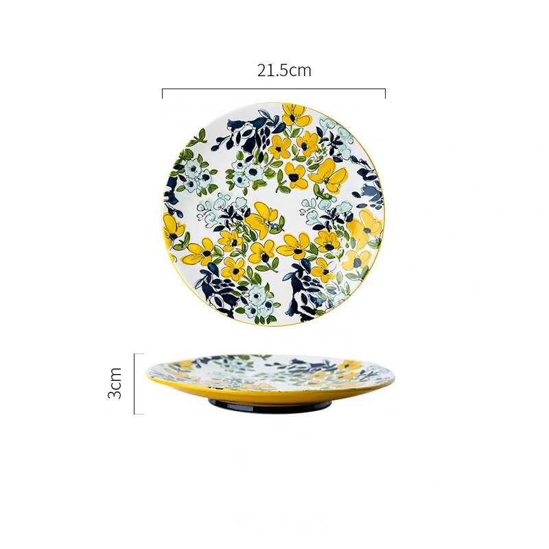 Chinese Porcelain Glazes Ceramic Party Tableware Set Porcelain Breakfast Plates Dishes Noodle Bowl Comal For Decoration: 8.5inch plate