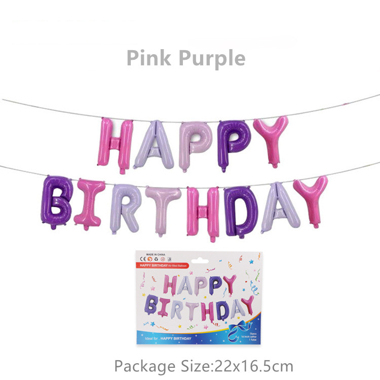 16 inch Letters HAPPY BIRTHDAY Foil Balloons Happy Birthday Party Decoration Kids Alphabet Air Balloons Party Decoration: Pink