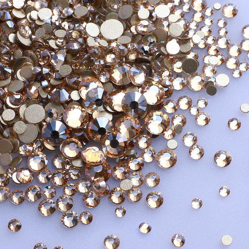 Mix Size Glitter Blauw Maanlicht Crystal Glas Plaksteen Niet Hotfix Rhinestones Voor Gezicht Diy Ambachtelijke Nagels Art Decoratie: Golden Shadow