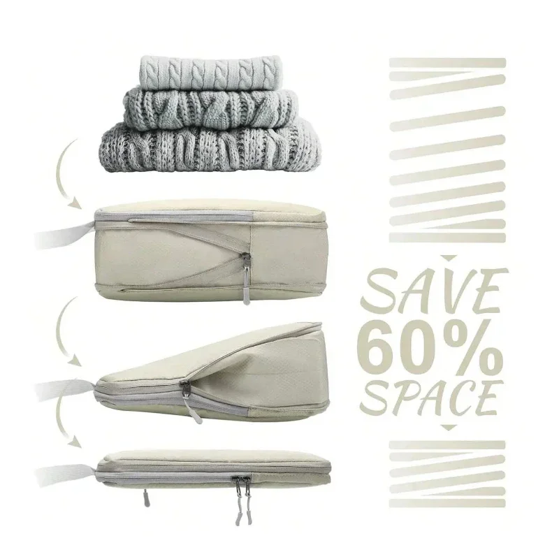 6 -teiliges set tragbarer kompressions-packwürfelbeutel, wasserdichte organizerbeutel für koffer, kleidung, handtaschen und reisen