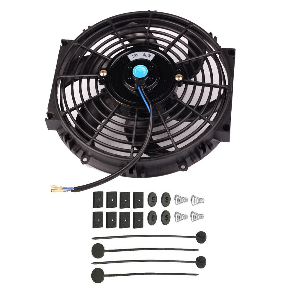 Universal 12V 10 inch Car Radiator Fan Slim Push Pull Electric Radiator Cooling Fan Kit Intercooler Engine Radiator Oil Cooler: Default Title