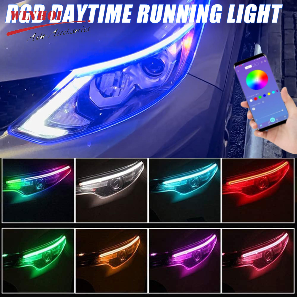 Flexible Led Strip Lights RGB DRL Daytime Running Lights Sequential Switchback Led Strip Neon Auto Headlight Decorative Lamp