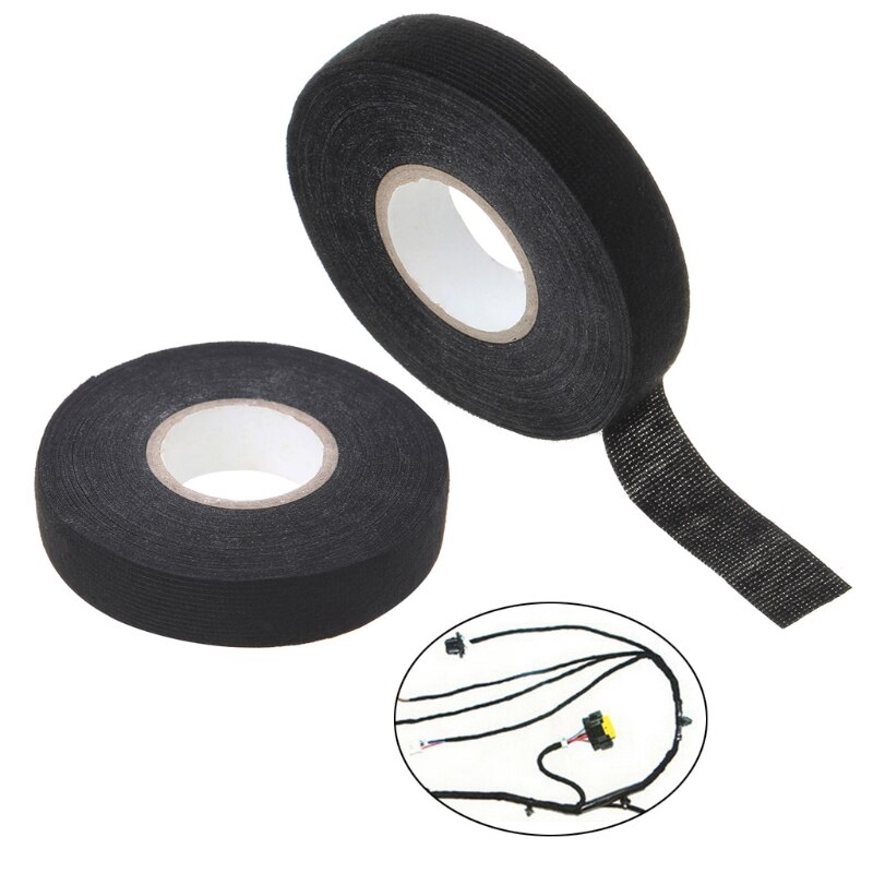 6 Rollen Gewebeband Schwarz Für Kabelbaum – 9/15/19 Mm X 15 M, Isolierend, Hochtemperaturfest, Geräuschdämmend