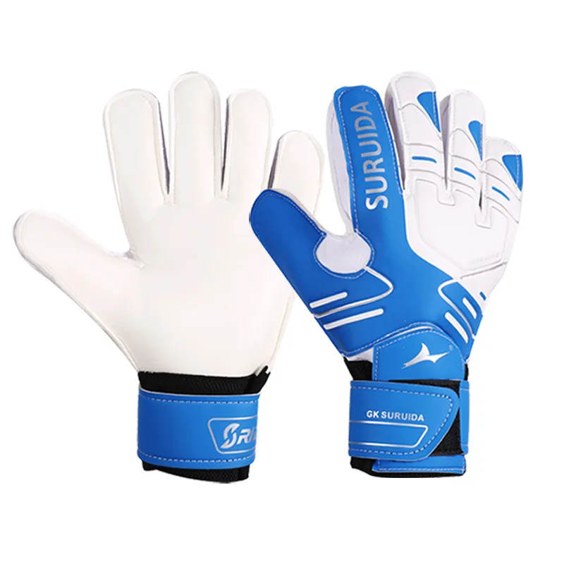 professionele voetbaluitrusting keepershandschoenen keepershandschoenen met vingerbescherming antislip en slijtage training: Blauw / L