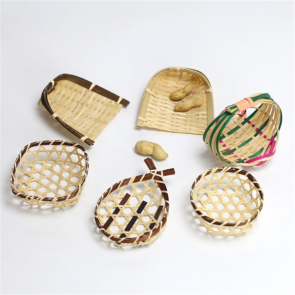 Mini mir de Rangement en Bambou Durable, Disque Tissé à la Main, Gain de Place, Accessoires Ménagers, Plateau de Fruits Frais, Petite Pelle à Poussière