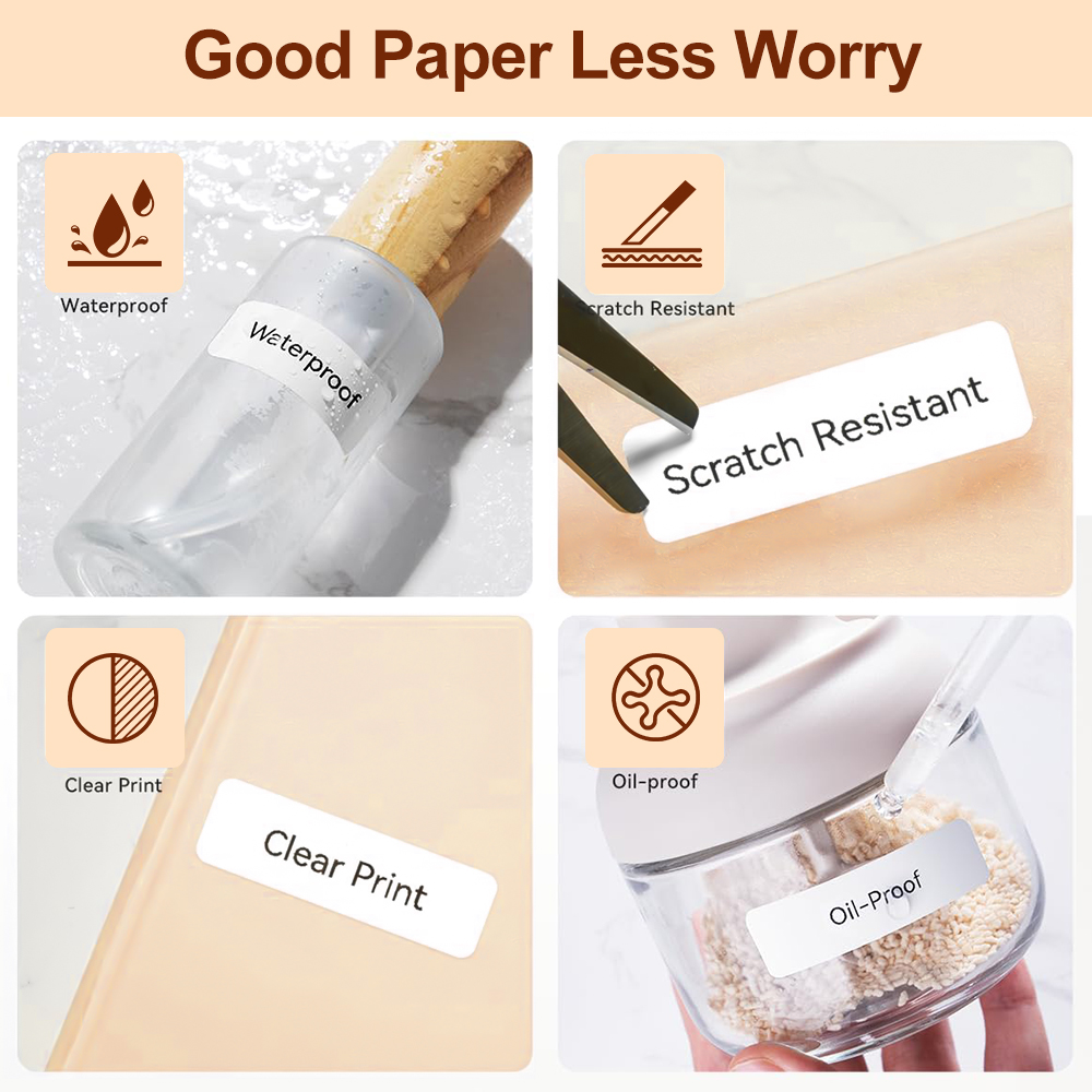 Niimbot Transparents Clear Pure White Thermal Label Sticker Paper Roll Self-Adhesive Barcode Price Name Printing for D11 D110