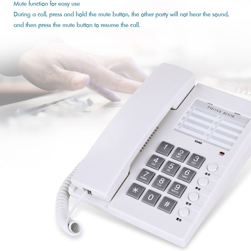 Wall Mountable Corded Telephone Phone with Phone Number Card, Mute, Big Buttons Home Hotel Wired Desktop Phone Office Landline