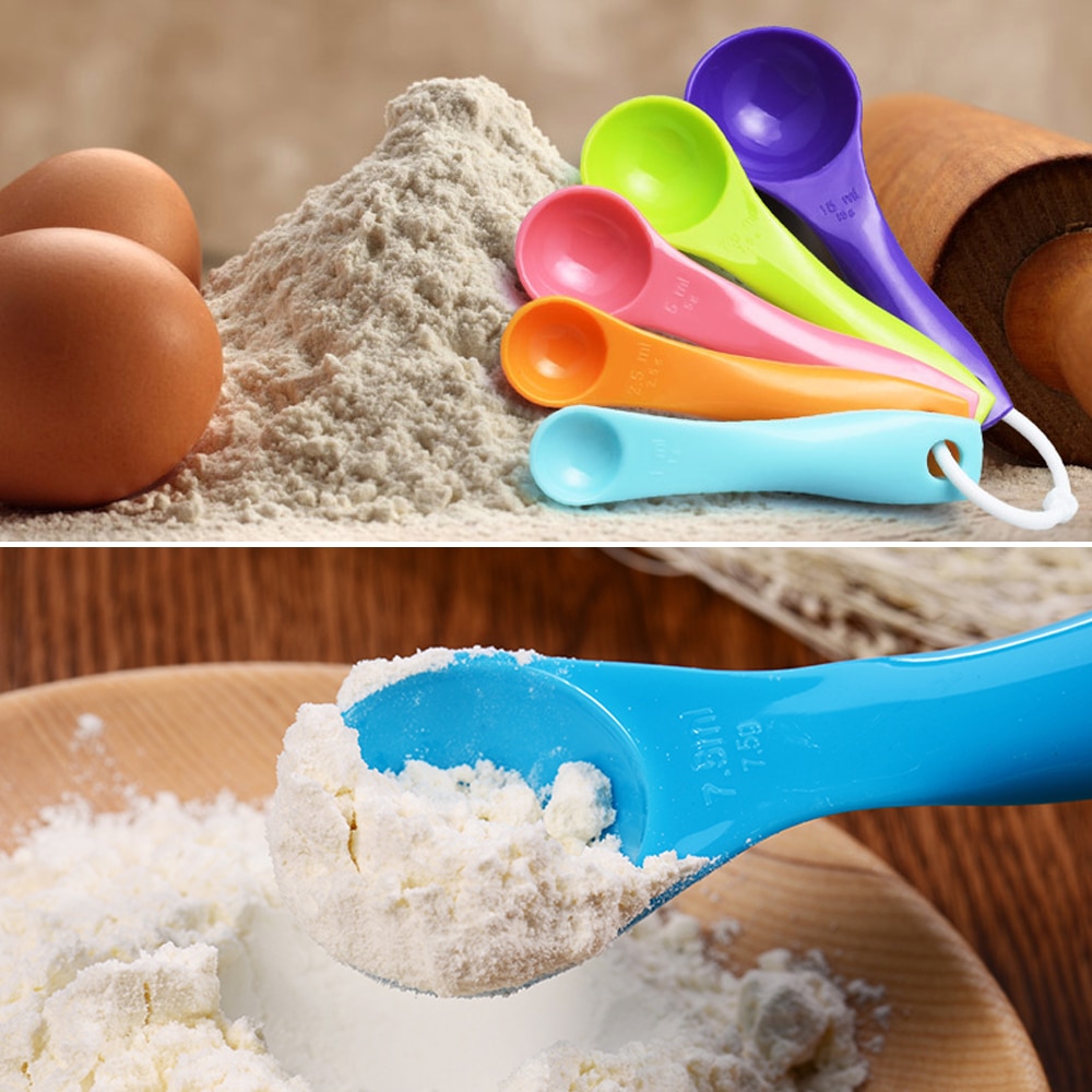 7 Pieces / Set of Plastic Measuring Cups and Spoons Measuring Tea Coffee Kitchen Utensils Baking Tools Baking Tray Kitchen Tools