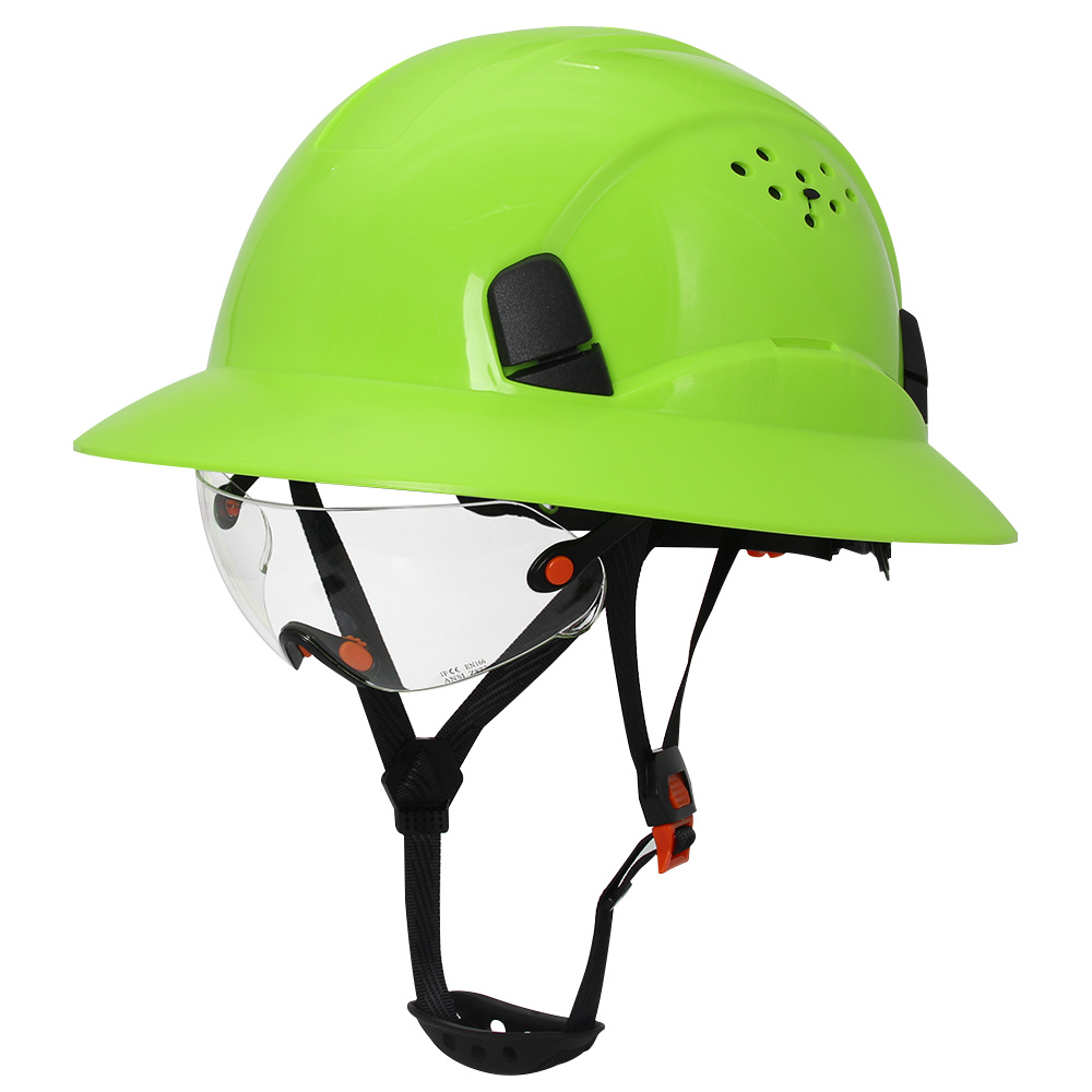 Capacete de segurança ce em fibra de carbono com aba completa e óculos de proteção, construção anticolisão, capacete de segurança ansi para engenheiros, boné de trabalho respirável.: Laranja