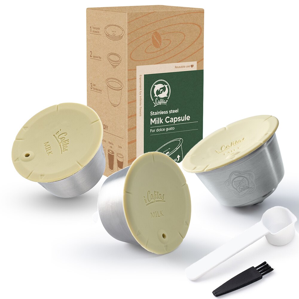 Capsules réutilisables en mousse de café et lait pour Dolce Gusto, pour nescafé, filtre à café rechargeable, Cappuccino, Latte, dosette: 3 Capsules