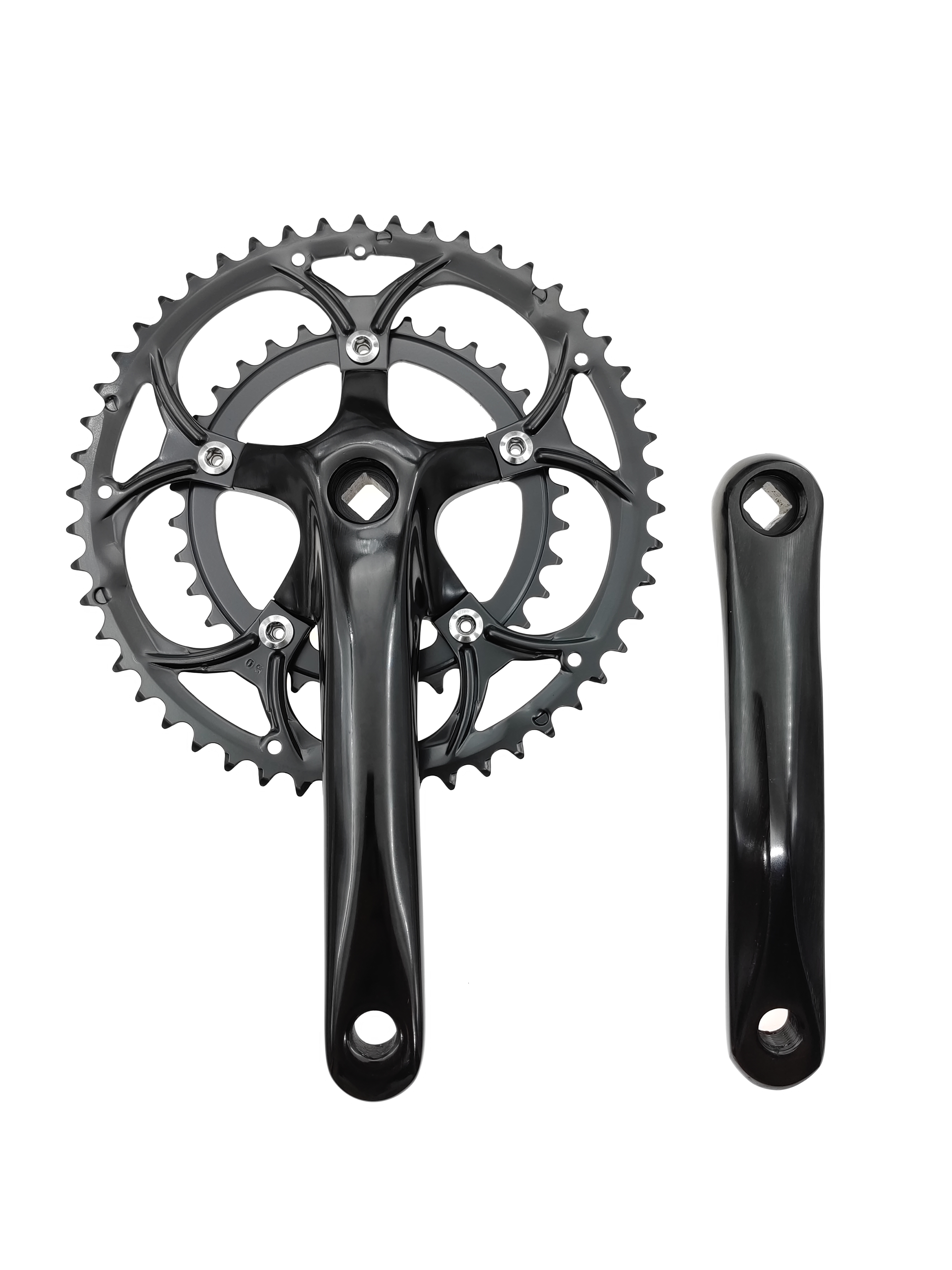 50/34T Rennrad Kurbelgarnitur BCD 110mm 8/9 Geschwindigkeit Diamant Loch Doppel Kettenräder Fahrrad Kurbeln Teile Kettenblatt Fahrrad Zubehör: WHITE