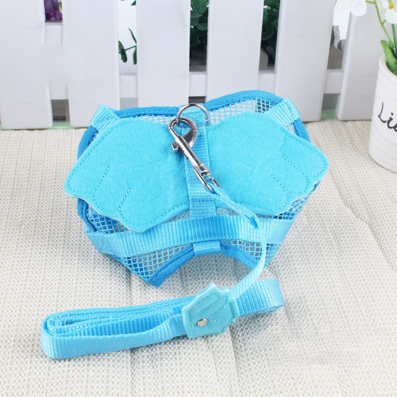 Konijnentuig met lijnset met engelenvleugels, nylon touwen, verstelbaar zacht mesh vest, harnas voor konijnen