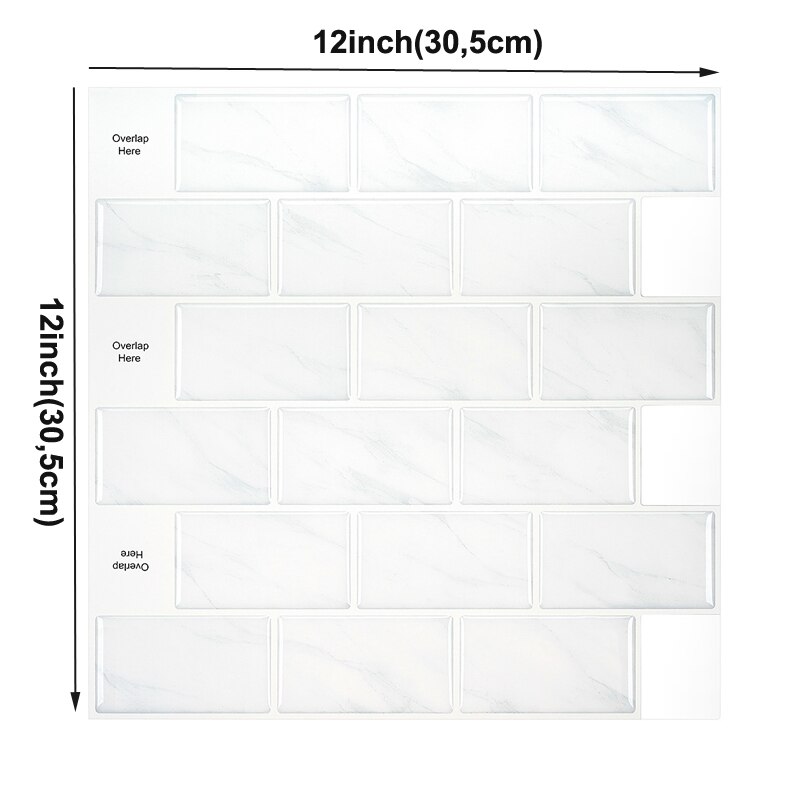 large self-adhesive tile sticker backsplash 3D wallpaper DIY kitchen bathroom decorative white waterproof wall tiles: TL01A