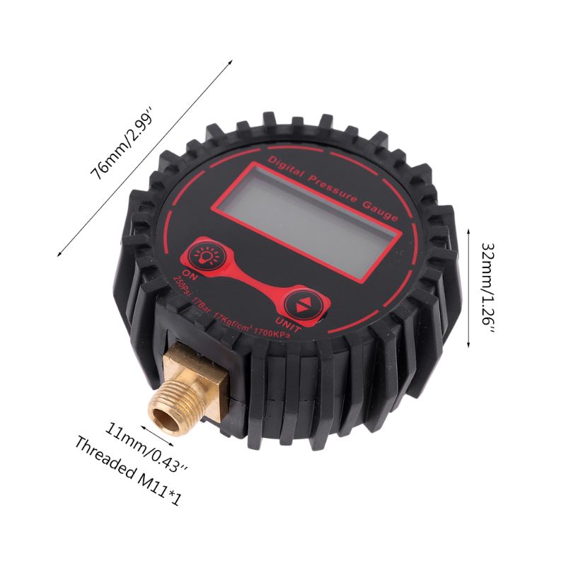 250PSI Digital Car Truck Tire Pressure Gauge Vehicle Pressure Tester Monitor M11*1 Thread with LED Light