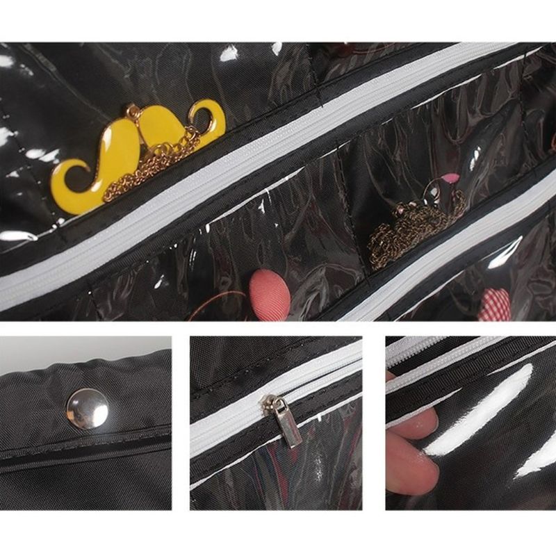 80 Pockets Double Sided Hanging Jewelry Display Organizer Storage Bag Non-woven Foldable Ring Necklace Bracelet Pouch