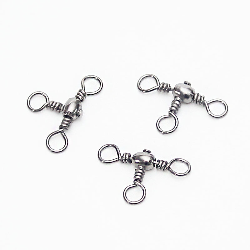 iLure 20 Pcs/lot Fishing Rolling Stainless Steel Barrel Triple Swivels Connector Solid Ring Pesca Fishing Tackle Accessories