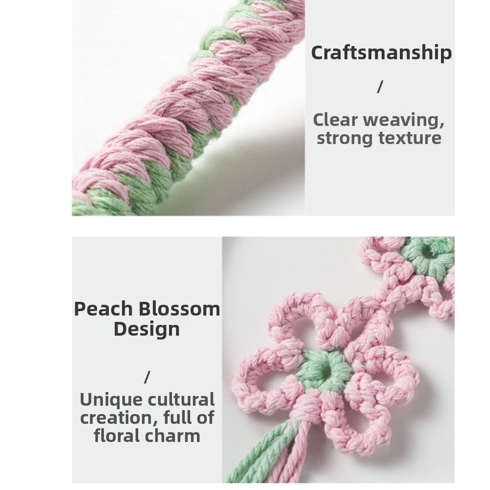 Chaveiro Artesanal de Moda, Estilo Campestre, Trançado com Borla e Flor, Pingente para Bolsa de Presente e Chaves de Carro