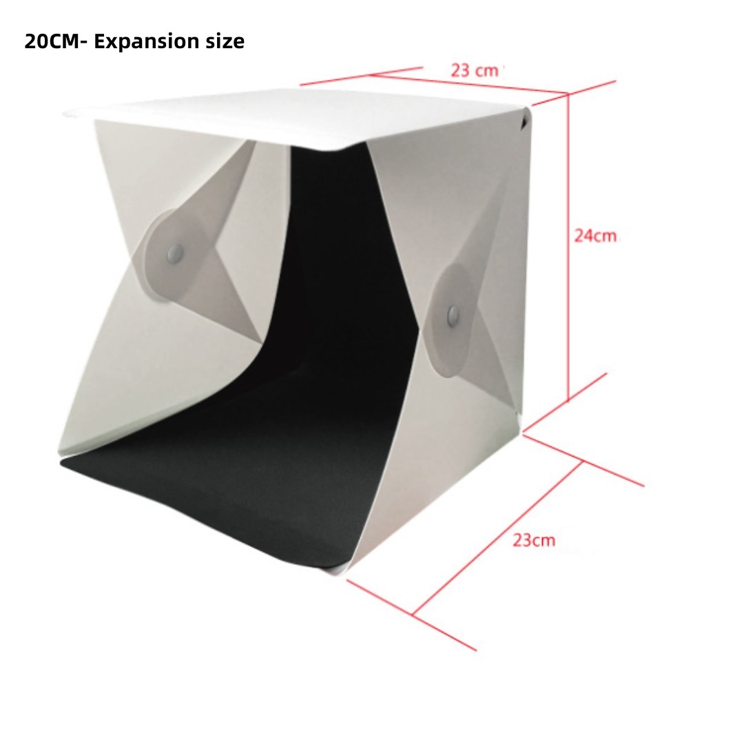 Mini caja de luz plegable RF07, Softbox de estudio fotográfico, 2 luces LED, 1 Kit de fondo LED para cámara DSLR: Blanco