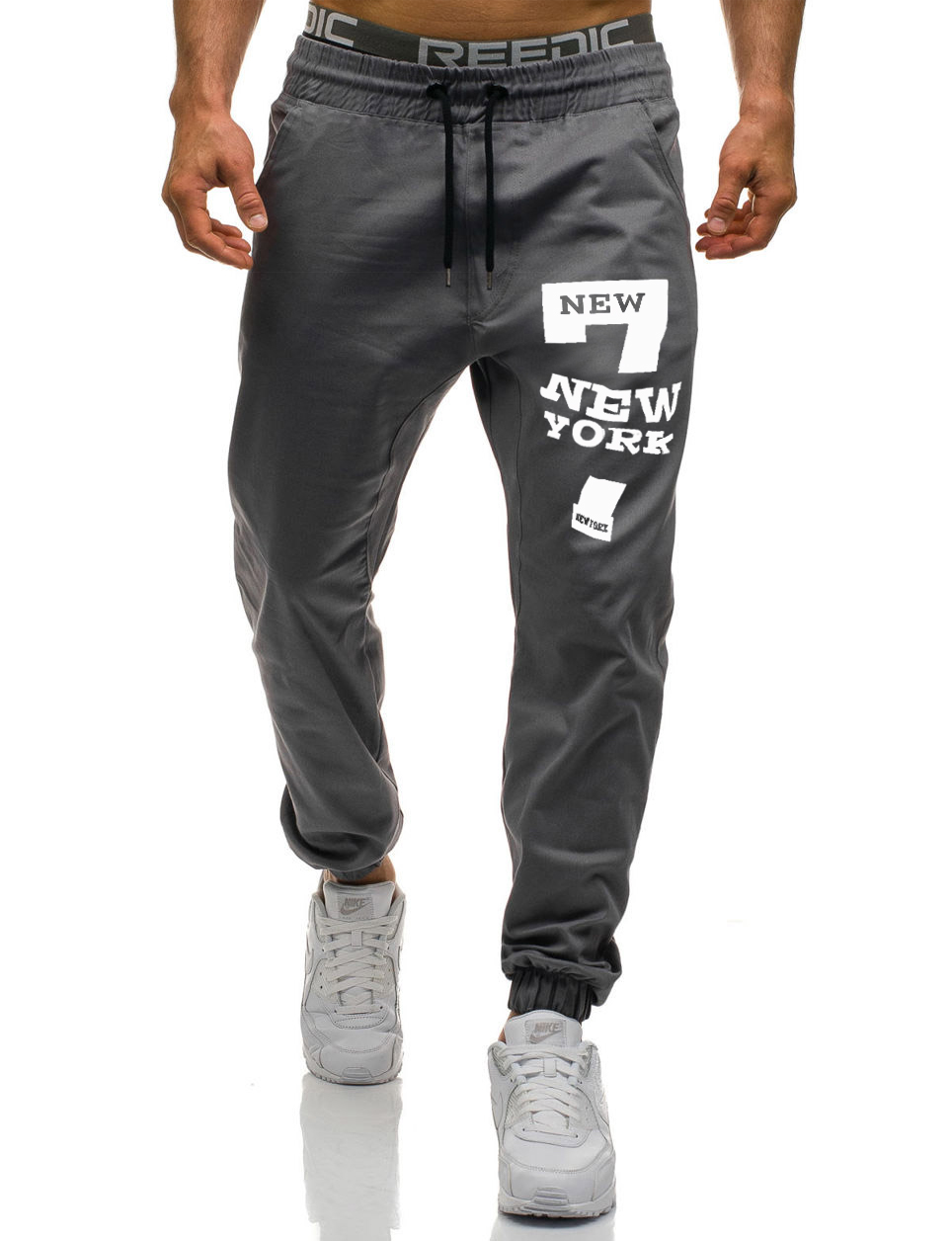 Pantalones largos deportivos informales para hombre, pantalón de chándal largo, para correr, gimnasio: L / Gris