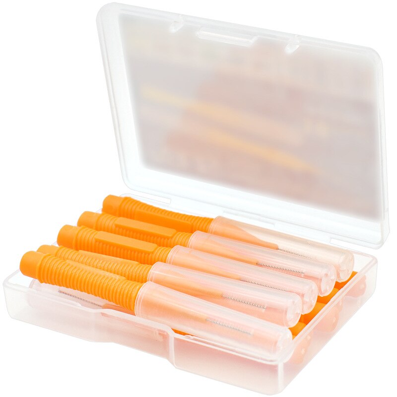 10 Stk/doos 0.4-1.5Mm Interdentale Borstels Gezondheidszorg Tand Push-Pull Escova Verwijdert Voedsel En Plaque Beter tanden Mondhygiëne Tool: orange 10pcs