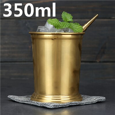 Taza de té de menta de 350ml, vaso de cóctel de acero inoxidable, para bebidas mezcladas, para Martini, Mojito, Bar, , cerveza, herramienta de Bar: Gold