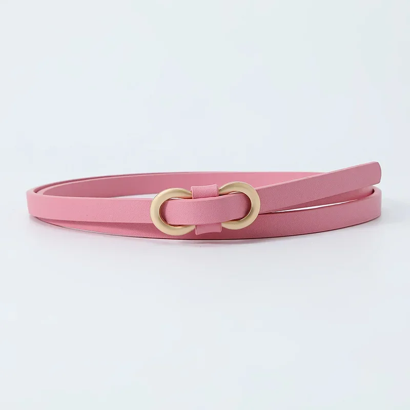 PU-leer damesmode riem metalen knoopgesp Tailleband Buikband voor jurkjeans: Roze