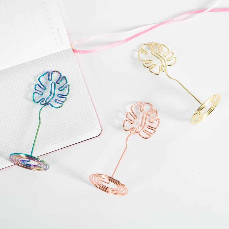 Clips con forma de dibujos animados para mensaje, Bloc de notas de hoja de tortuga, flamenco, carpeta de marcos de foto metálicos, soporte de tarjeta de escritorio para negocios en casa