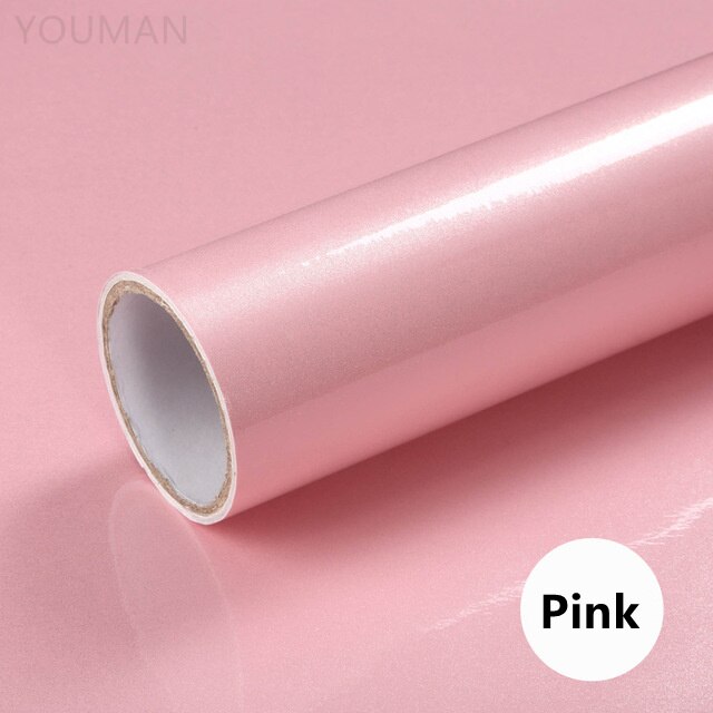 DIY Contact Paper Waterproof Self Adhesive Wallpaper Wardrobe Kitchen Cabinet Furniture Renovation Wall Stickers 60cm Width Film: pink
