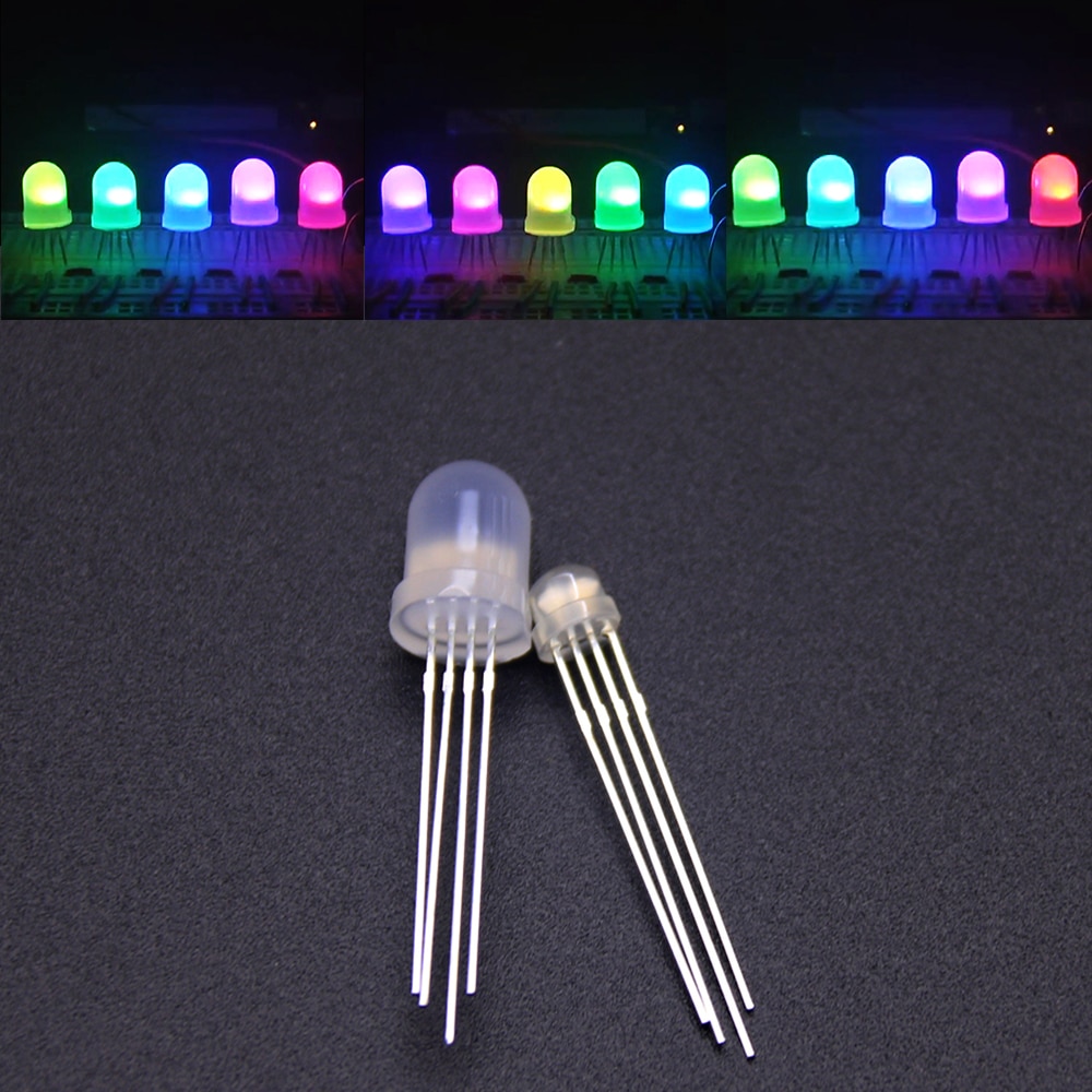 5-1000 stks DC5V Diffuus Ronde hoed RGB LED met WS2811 5mm F5 8mm F8 pixels Arduino led chips RGB full kleur adresseerbare LEDs