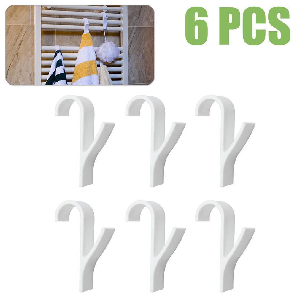6Pcs Plastic Radiator Rail Hanger Bad Kleding Sjaal Handdoek Kapstok Organizer Voor Verwarmde Handdoek Radiator Rail Bad Haak houder