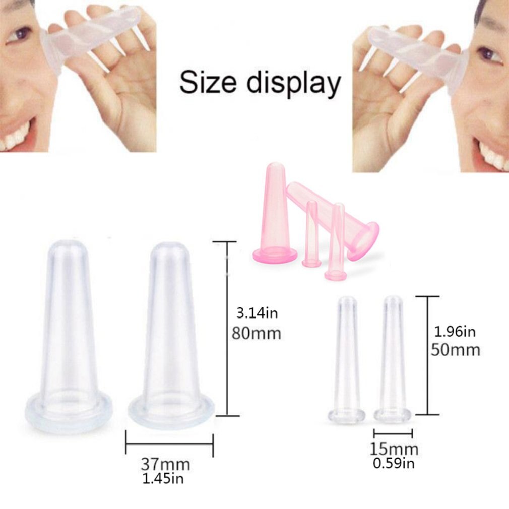 Tasse de Massage Facial en Silicone, 4 pièces/ensemble de ventouse sous vide, Durable, pratique