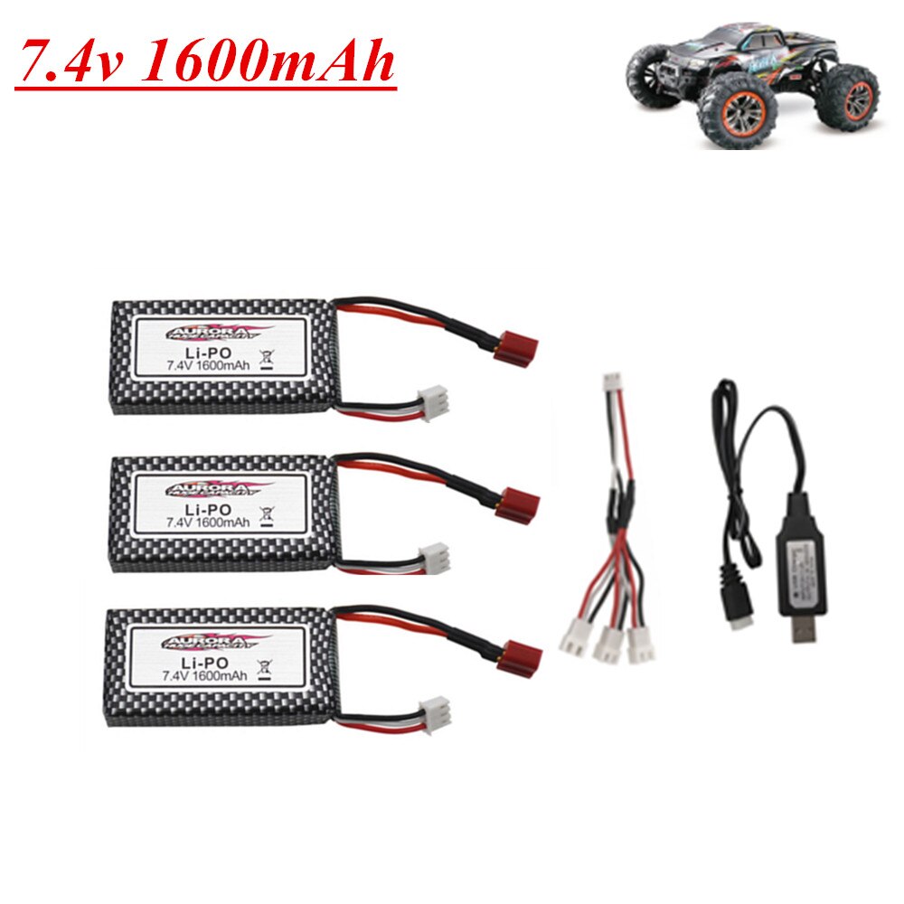 Limskey Li-polymer Battery - 1600mAh 7.4V 2S - Charger Set for XLH 9125 RC Car: Yellow
