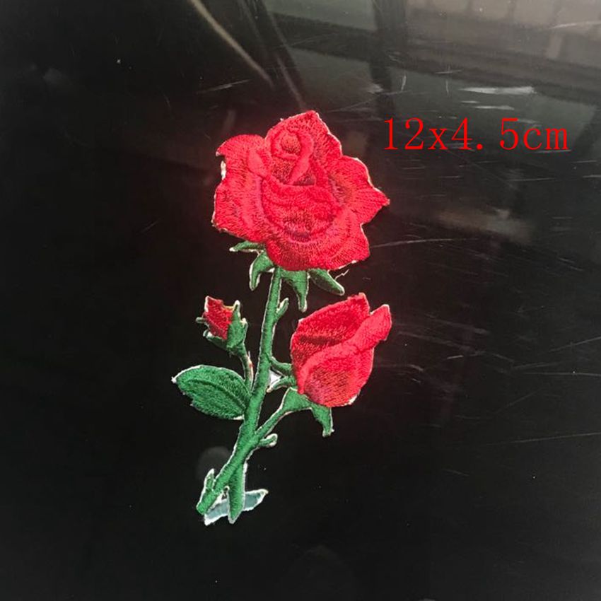 1 PCS Lotus Flower Embroidered Iron on Patches for Clothing DIY Stripes Clothes Patchwork Sticker Custom Flowers Applique badge: NICKEL