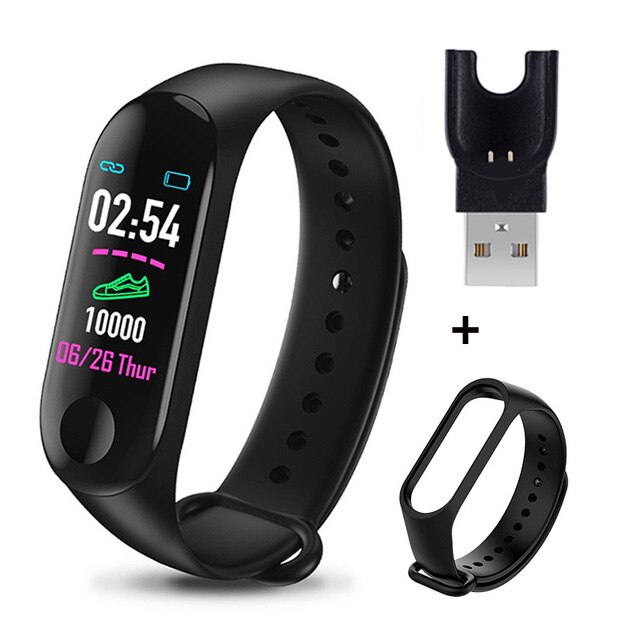 M3 Smart Bracelet Heart Rate Blood Pressure Health Waterproof Smart Watches M3 Pro Bluetooth Watch Wristband Fitness Tracker: Black Black