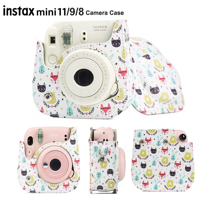 Camera Case Compatibel Met Fujifilm Instax Mini 11/9/8 Instant Film Camera, pu Lederen Tas Cover Met Verstelbare Schouderband