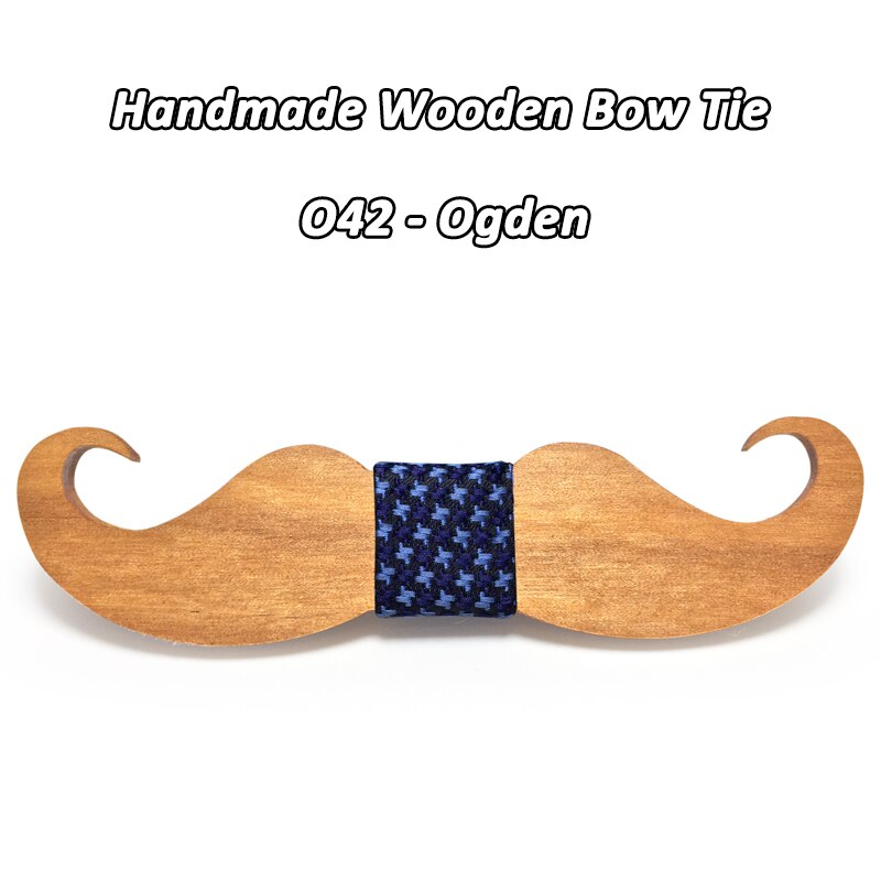 Mahoosive – Nœud papillon moustache en bois, pour hommes, accessoire masculin, fabrication artisanale, nouveauté, ,: O42