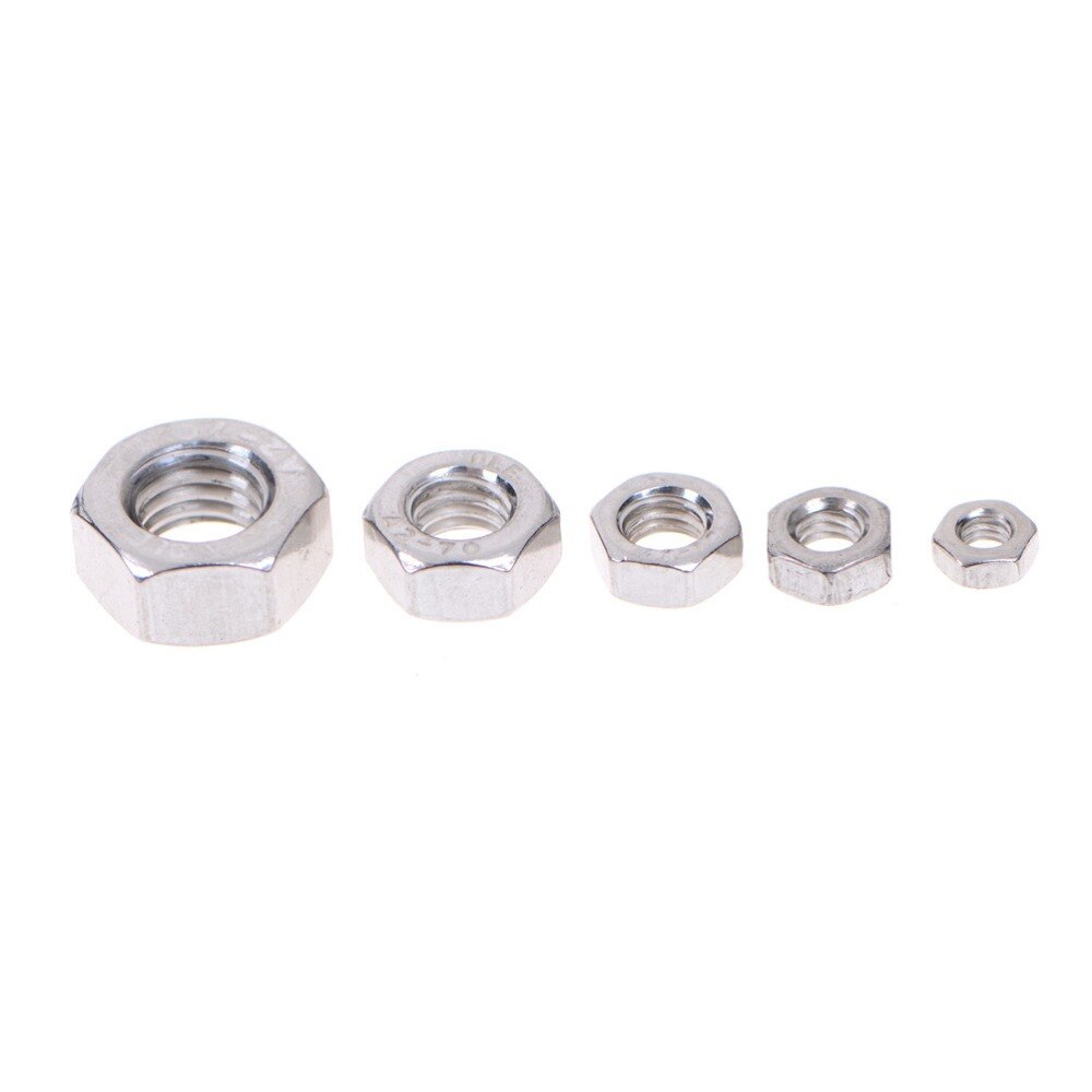 ZLinKJ 10 stks/set DIN 934 M3-M8 304 Roestvrij Staal Hex Moer Hexagon Noten Metrische Draad Set