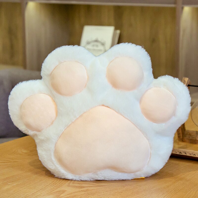 35*26cm Cute Cat Paw Warm Hands Pillow With Holes Colorful White Pink Grey Brown Animal Paw Cushion For Winter Christmas: White
