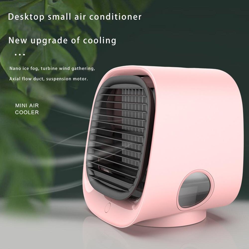 4- i -1 mini klimaanlæg luftfugter til hjemmet multifunktionsrenser usb desktop luftkøler ventilator med vandtank arctic air: Lyserød