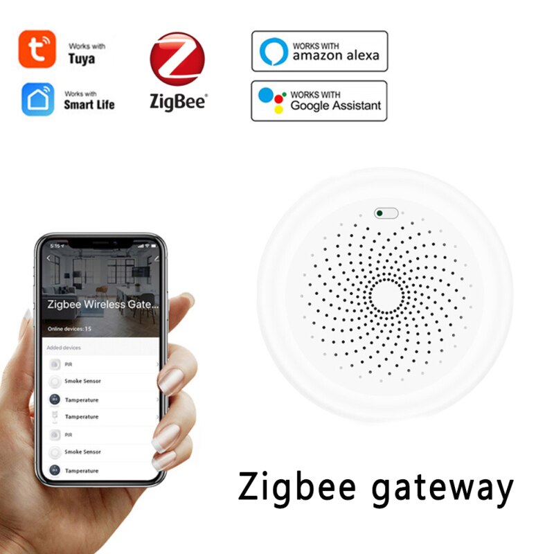 Smoke Detector Sensor Fire Alarm Home Security System Firefighters Tuya ZigBee Smoke Alarm Fire Protection Sound And Light Alarm: gateway