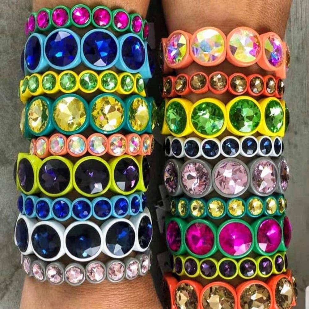 Bracelets en cristal couleur bonbon arc-en-ciel, bijoux avec trou en émail, bracelet bohème pour femme  s192
