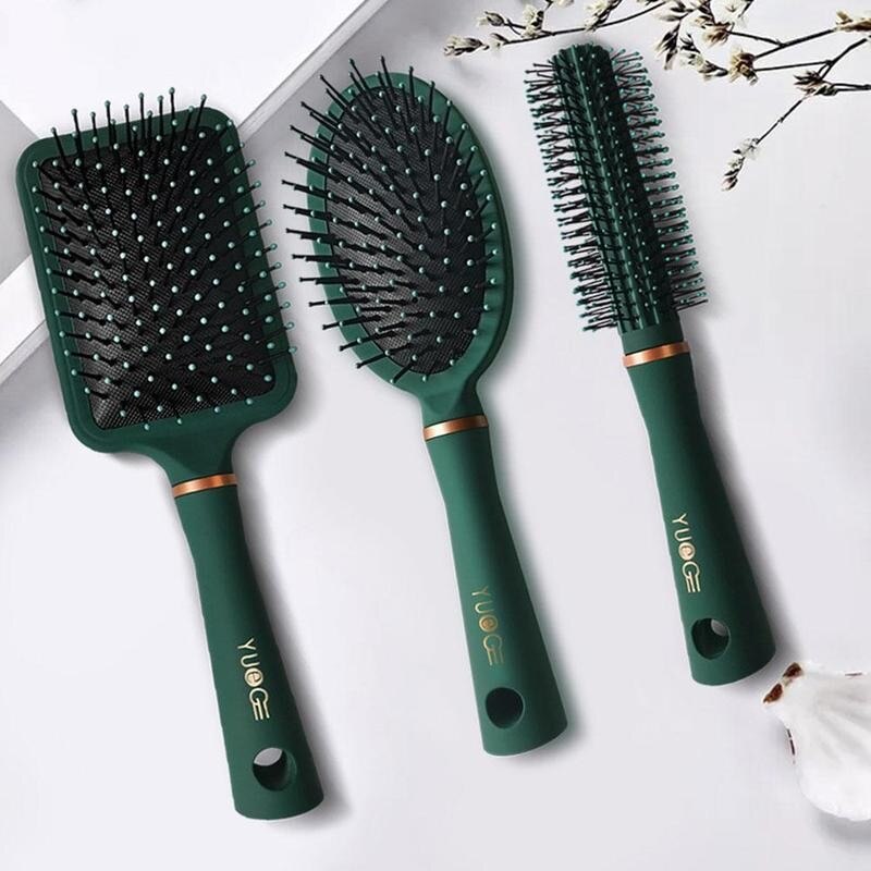 Masaje peine de Airbag mojado y secador de pelo de bolsa de aire peines y cepillos Retro verde oscuro mujer rizado cepillo desenredante chicas suave cepillo de pelo