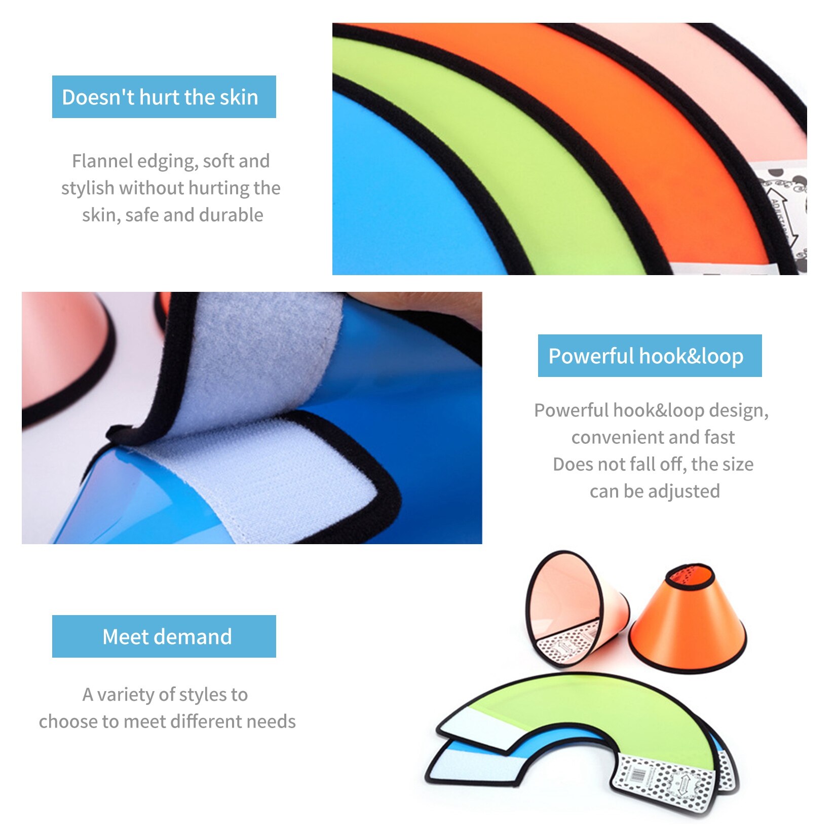 Dog Cat Recovery Collars Elizabethan Collar Wound Healing Collar Cone for Small Medium Large Dogs Anti-Bite Protection Collar