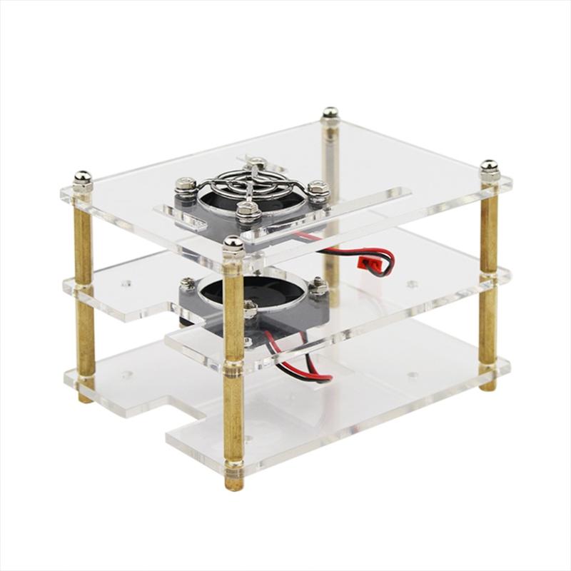 Clear Multilayer Raspberry Pi Cluster Case for Raspberry Pi 4 B Pi Rack Case with Cooling Fan for Raspberry Pi 3 Model B AXYB