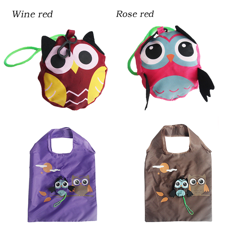 Foldable Animal Owl Shape Folding Shopping Bag Eco Friendly Ladies Reusable Tote Bag Portable Travel Shoulder Bag
