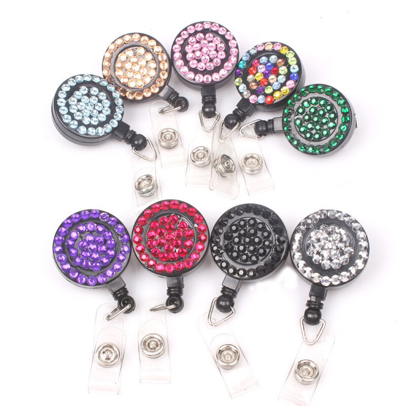 1pc DIY Plastic Retractable ID Card Badge Holder Reel Pull Key Name Tag Office Card Holders Round Translucent Pull Buckle